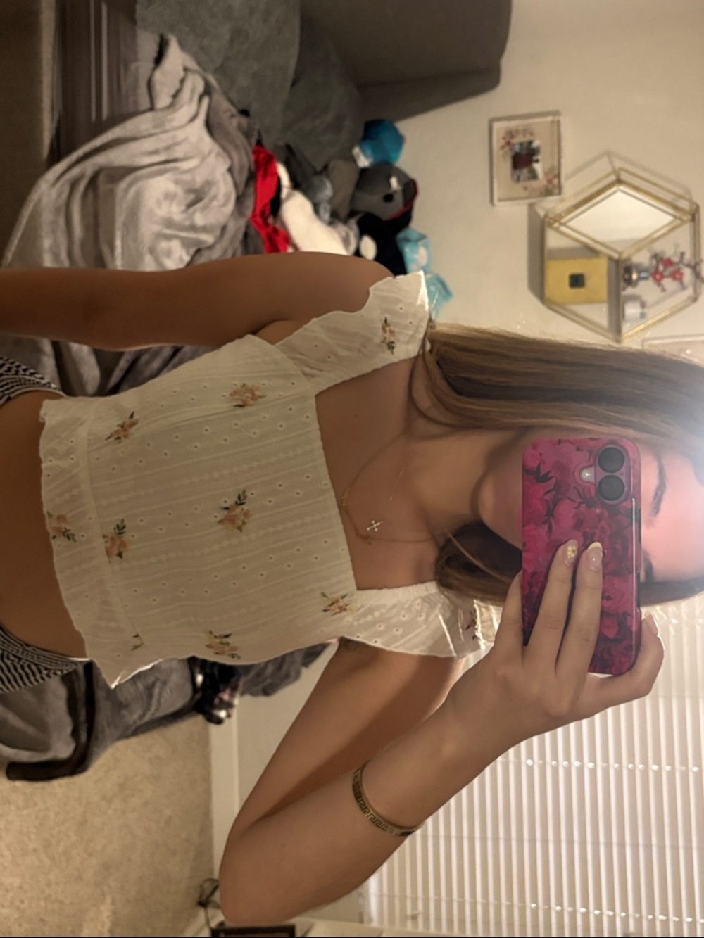 iris White Cotton Labeled Top with Lace Detail